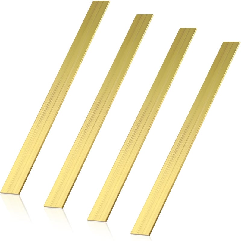 Yaocom 4 Pcs C360 Brass Flat Bar Stock 1/8" x 1" x 12" Rectangle Square Metal Solid Bars Stock Brass Plate for Knife Making, Craft Hobby - Image 1